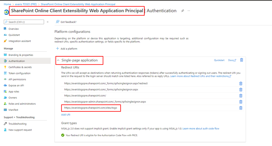 Add single page application