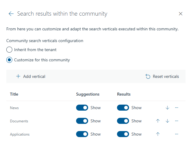 Search configuration