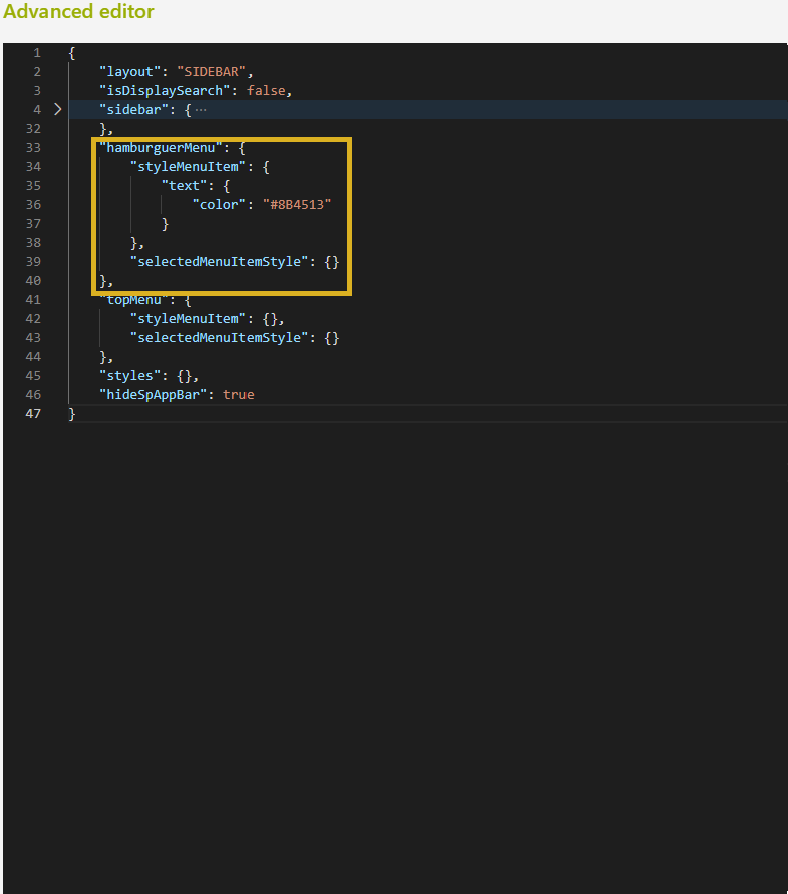 Sidebar Menu Configuration