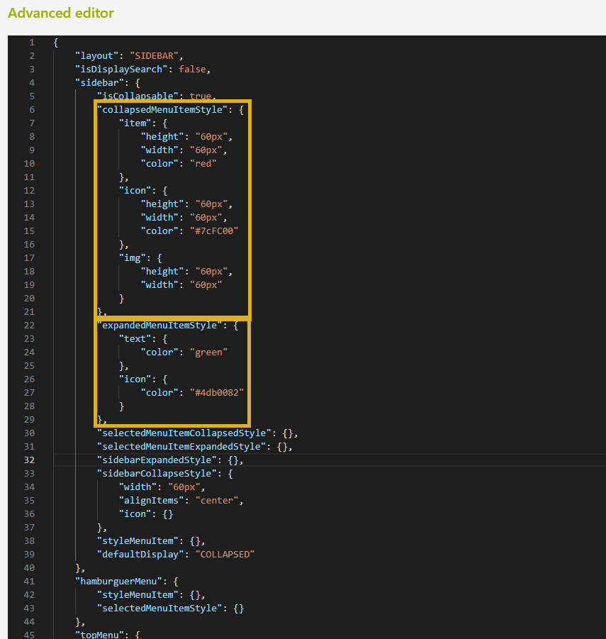 Sidebar Menu Configuration