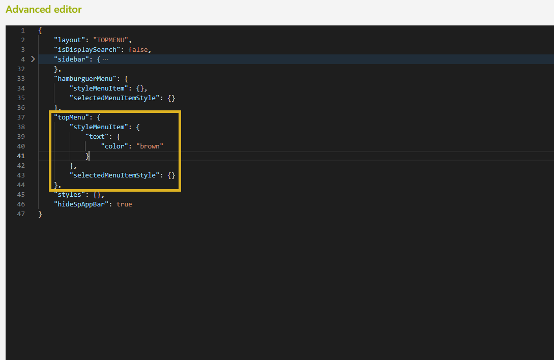 Sidebar Menu Configuration
