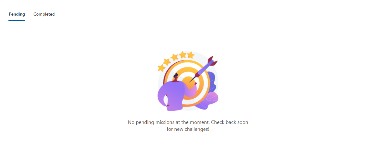 Missions webpart - no pending missions