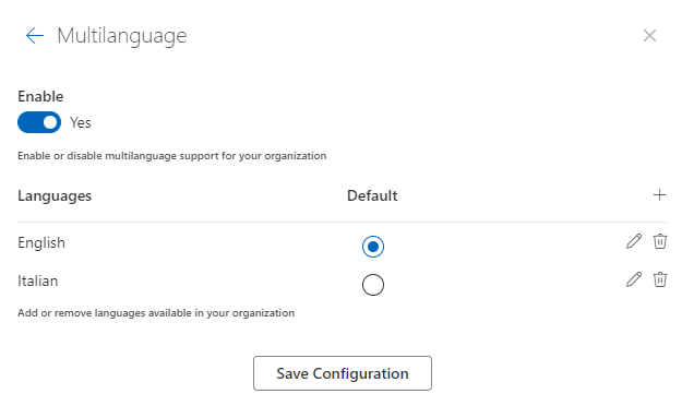 Multilanguage Options