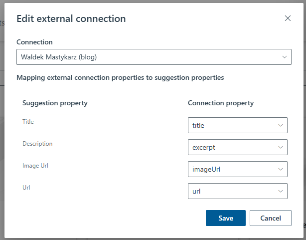 Search suggestions external connections