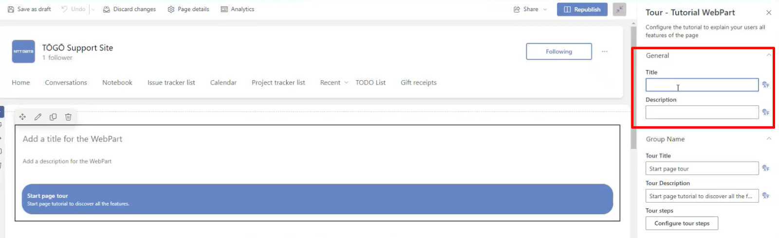 Tour General Settings